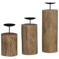 Produktbild för Ljushållare 3 pcs Naturfärg Massivt teakträ