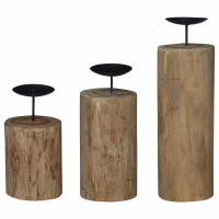 Produktbild för Ljushållare 3 pcs Naturfärg Massivt teakträ