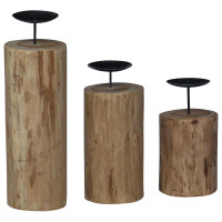 Produktbild för Ljushållare 3 pcs Naturfärg Massivt teakträ