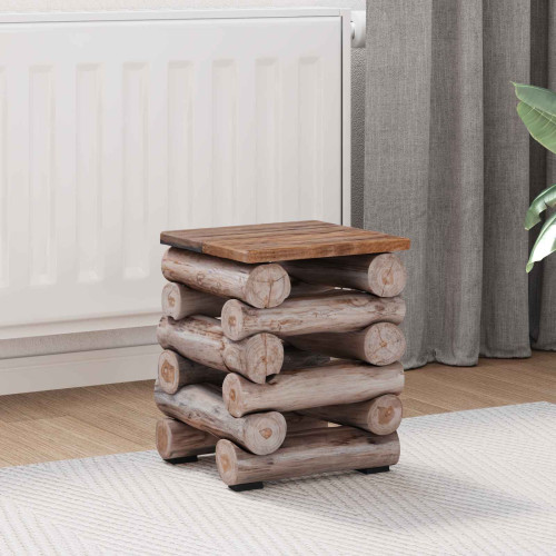 vidaXL Pall Naturfärg 30 x 30 x 38 cm Massivt teakträ
