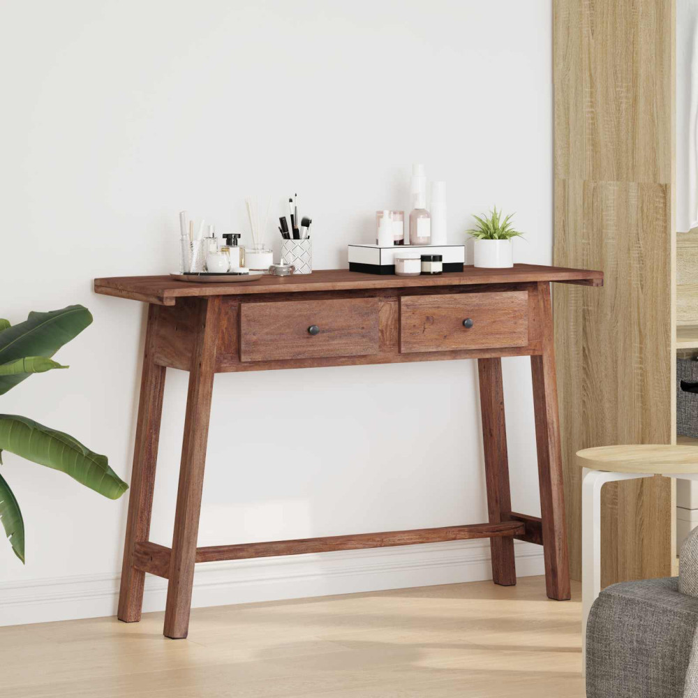 Produktbild för Skrivbord med låda Brun 110 x 30 x 79 cm Massivt mahognyträ