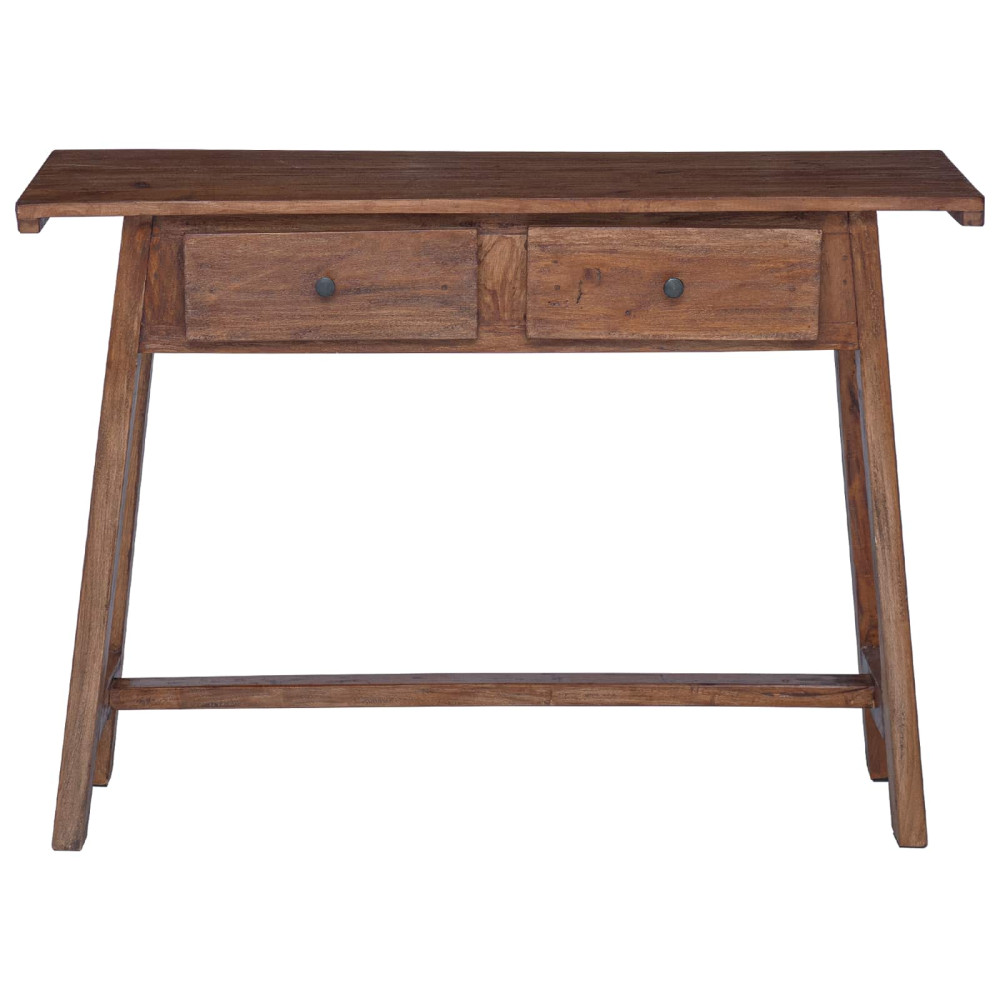 Produktbild för Skrivbord med låda Brun 110 x 30 x 79 cm Massivt mahognyträ