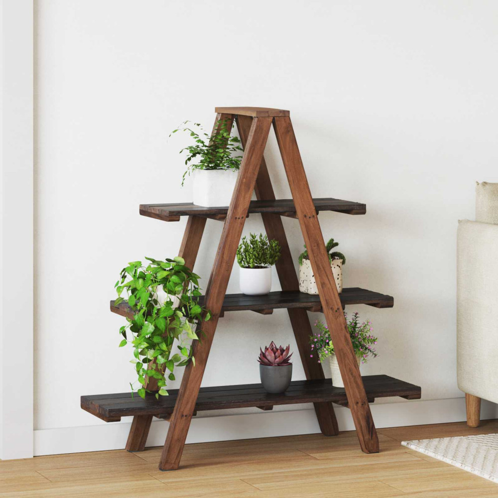Produktbild för Vikbart ställ Brun 79,5 x 35 x 112 cm Solid återvunnen trä