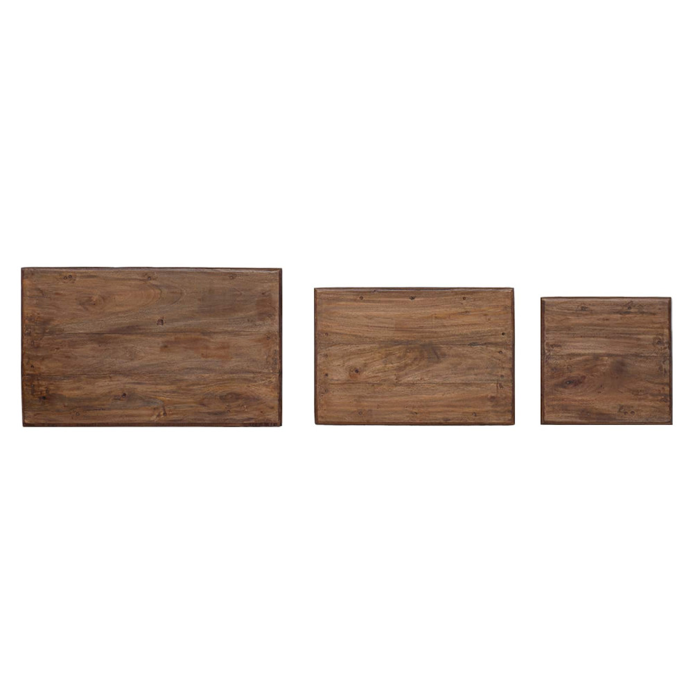 Produktbild för Nestingbord 3 pcs Brun Massivt mahognyträ