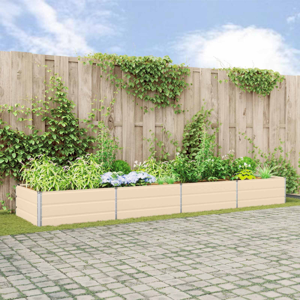 Produktbild för Planteringskärl Elfenben 385 x 100 x 45 cm Galvaniserat Stål
