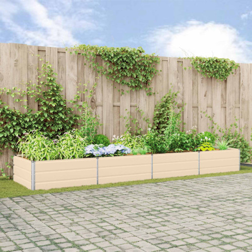 vidaXL Planteringskärl Elfenben 385 x 100 x 45 cm Galvaniserat Stål