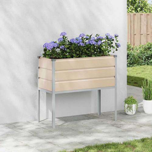 vidaXL Planteringskärl Elfenben 100 x 45 x 90 cm Galvaniserat Stål