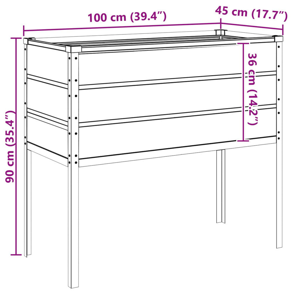 Produktbild för Planteringskärl Elfenben 100 x 45 x 90 cm Galvaniserat Stål