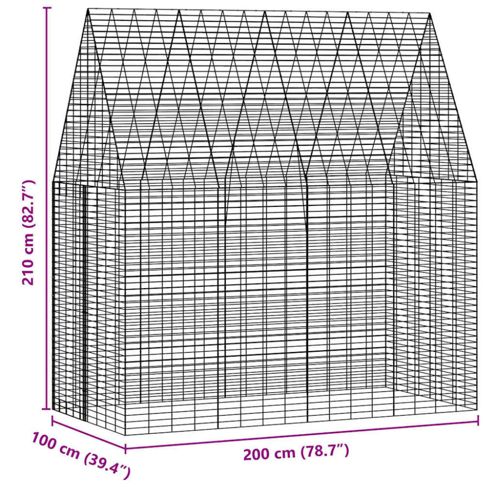Produktbild för Kaninbur Silver 200 x 100 x 210 cm Galvaniserat Stål