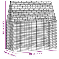 Produktbild för Kaninbur Silver 200 x 100 x 210 cm Galvaniserat Stål