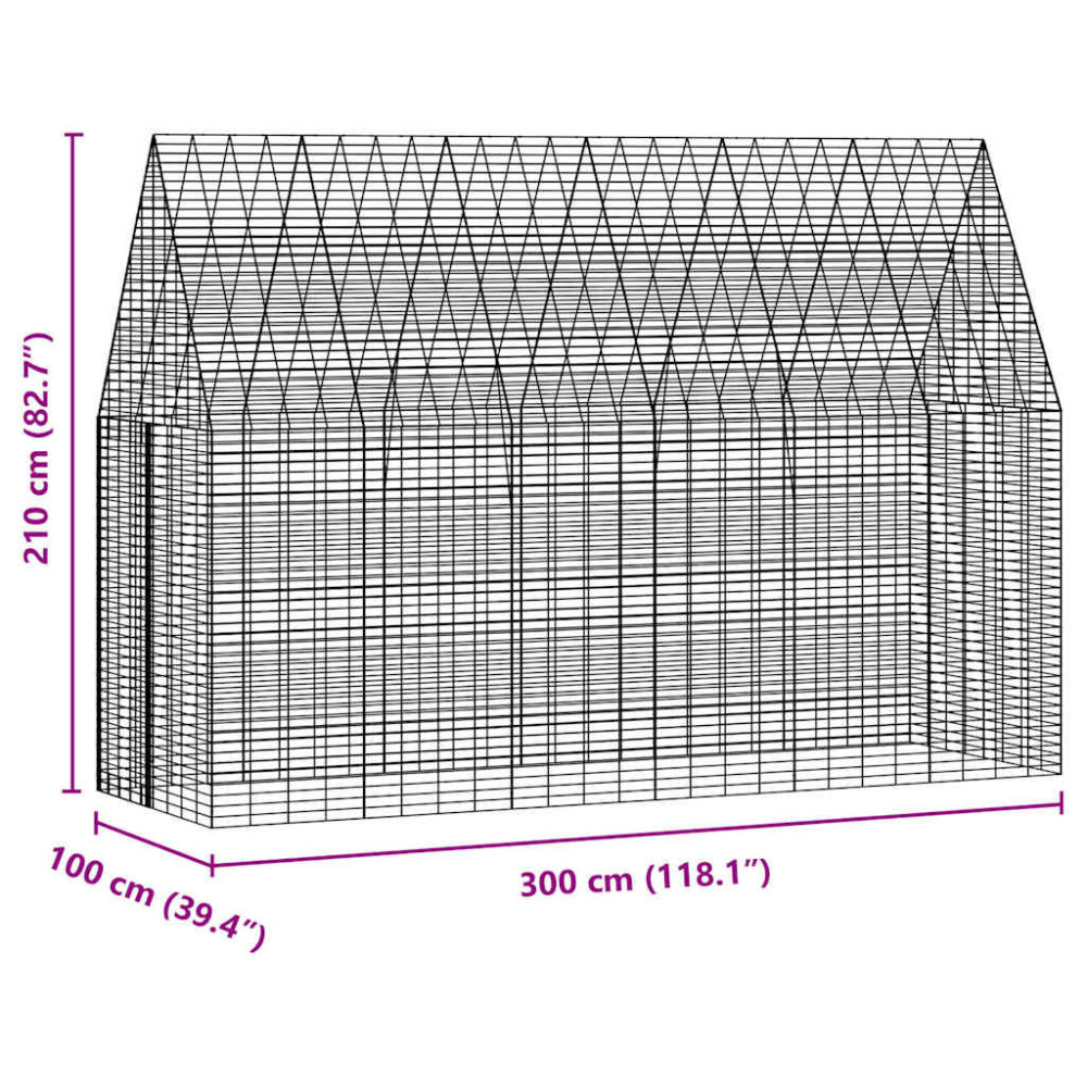 Produktbild för Kaninbur Silver 300 x 100 x 210 cm Galvaniserat Stål
