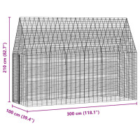 Produktbild för Kaninbur Silver 300 x 100 x 210 cm Galvaniserat Stål