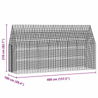 Produktbild för Kaninbur Silver 400 x 100 x 210 cm Galvaniserat Stål