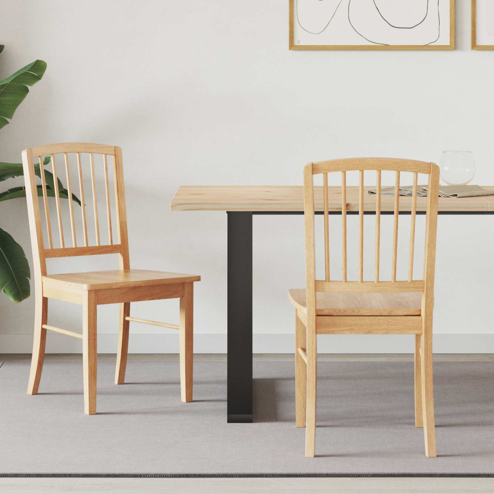 Produktbild för Matstolar 2 pcs Naturfärg 50 x 52,5 x 91 cm Massiv Gummiträ