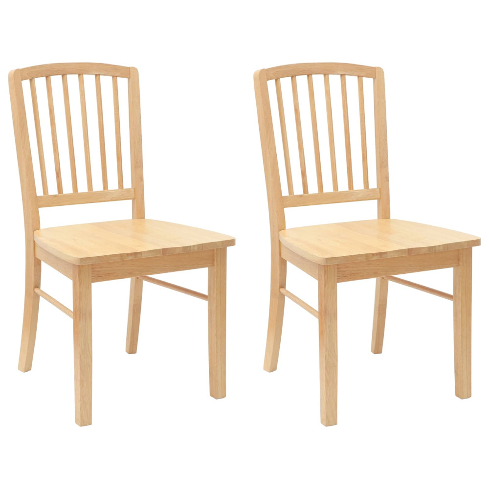 Produktbild för Matstolar 2 pcs Naturfärg 50 x 52,5 x 91 cm Massiv Gummiträ