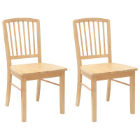 Produktbild för Matstolar 2 pcs Naturfärg 50 x 52,5 x 91 cm Massiv Gummiträ