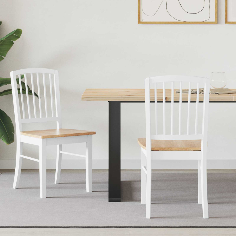 Produktbild för Matstolar 2 pcs Vit 50 x 52,5 x 91 cm Massiv Gummiträ