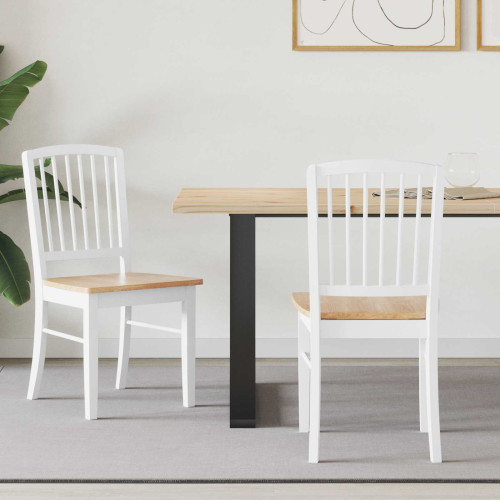 vidaXL Matstolar 2 pcs Vit 50 x 52,5 x 91 cm Massiv Gummiträ
