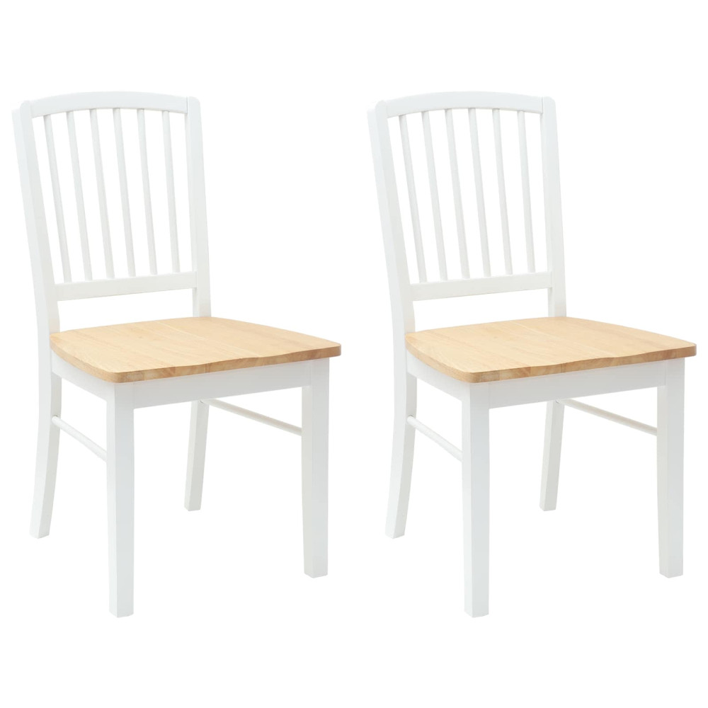 Produktbild för Matstolar 2 pcs Vit 50 x 52,5 x 91 cm Massiv Gummiträ