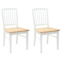 Produktbild för Matstolar 2 pcs Vit 50 x 52,5 x 91 cm Massiv Gummiträ