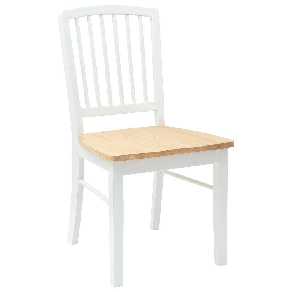 Produktbild för Matstolar 2 pcs Vit 50 x 52,5 x 91 cm Massiv Gummiträ