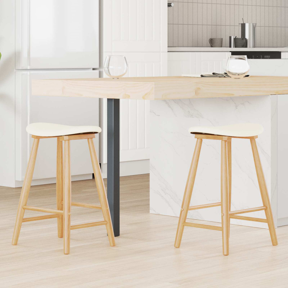 Produktbild för Matstolar 2 pcs Naturfärg 46 x 37 x 63 cm Massiv Gummiträ