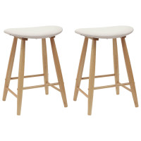 Produktbild för Matstolar 2 pcs Naturfärg 46 x 37 x 63 cm Massiv Gummiträ