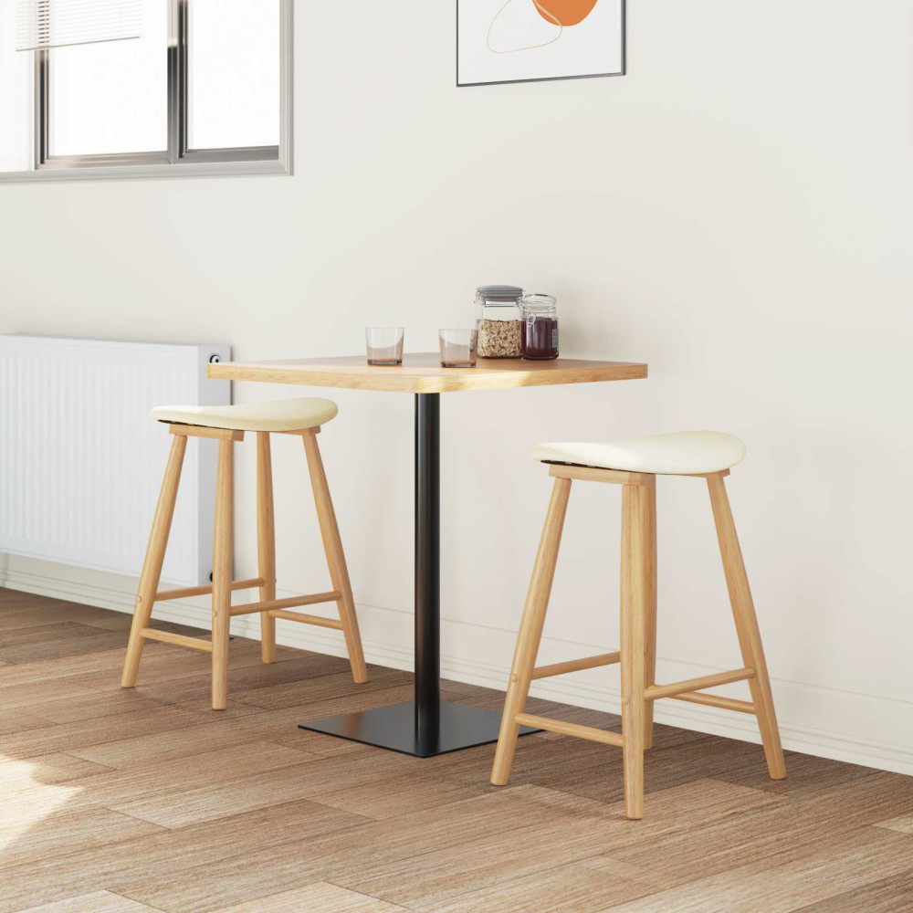 Produktbild för Matstolar 2 pcs Naturfärg 46 x 37 x 63 cm Massiv Gummiträ
