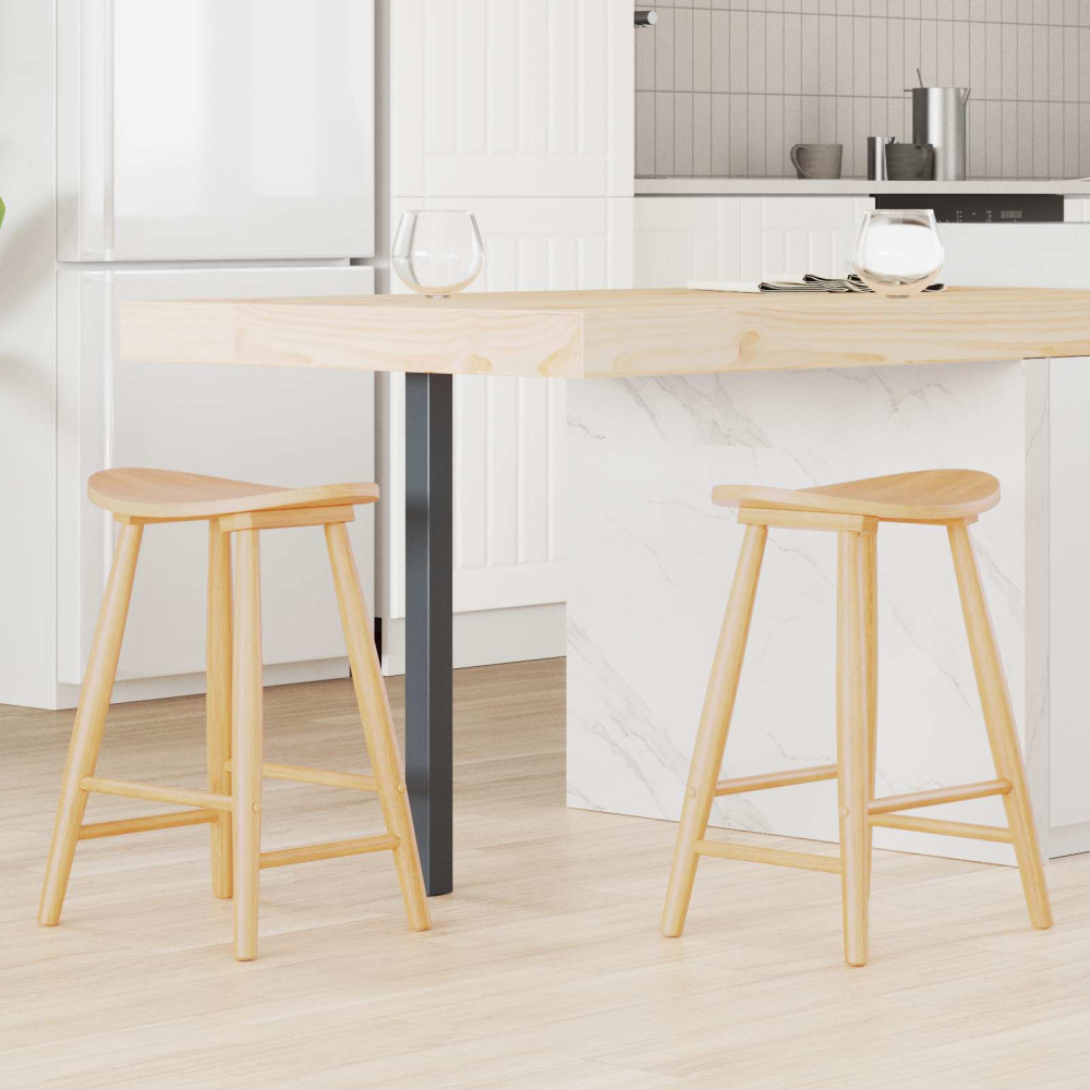 Produktbild för Matstolar 2 pcs Naturfärg 46 x 37 x 63 cm Massiv Gummiträ
