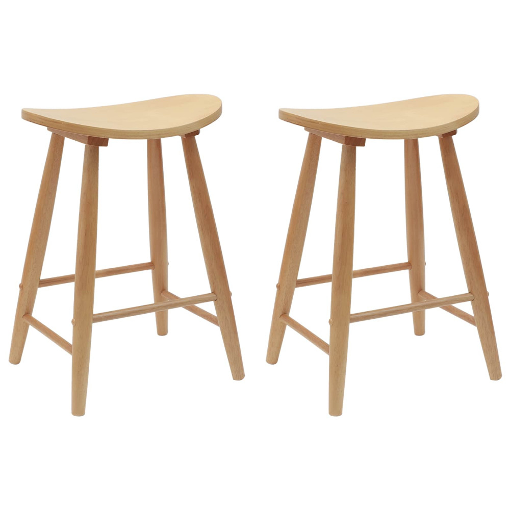 Produktbild för Matstolar 2 pcs Naturfärg 46 x 37 x 63 cm Massiv Gummiträ