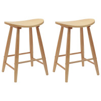 Produktbild för Matstolar 2 pcs Naturfärg 46 x 37 x 63 cm Massiv Gummiträ