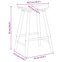 Produktbild för Matstolar 2 pcs Naturfärg 46 x 37 x 63 cm Massiv Gummiträ