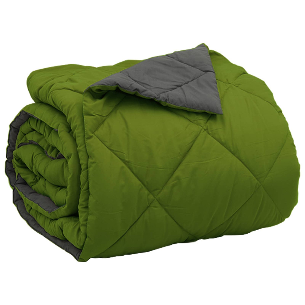 Produktbild för Full Års-Duvet Grön och Antracit 220 x 240 cm Mikrofiber