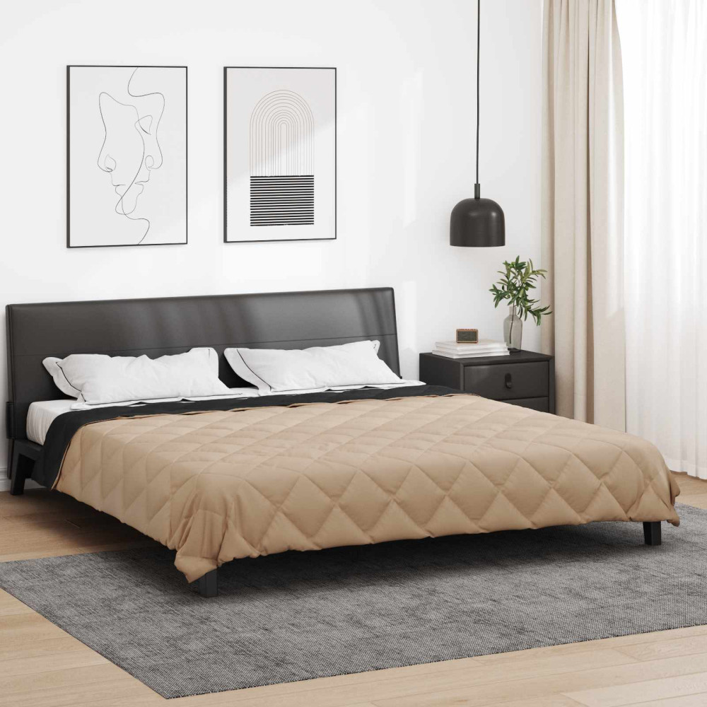 Produktbild för Full Års-Duvet Svart och Taupe 200 x 220 cm Mikrofiber