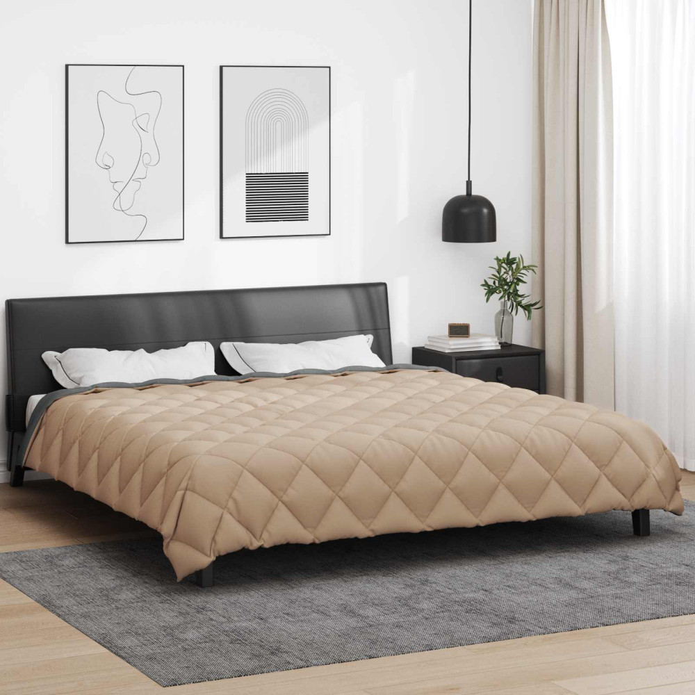 Produktbild för Vinter Täcke Antracit och Taupe 240 x 260 cm Mikrofiber