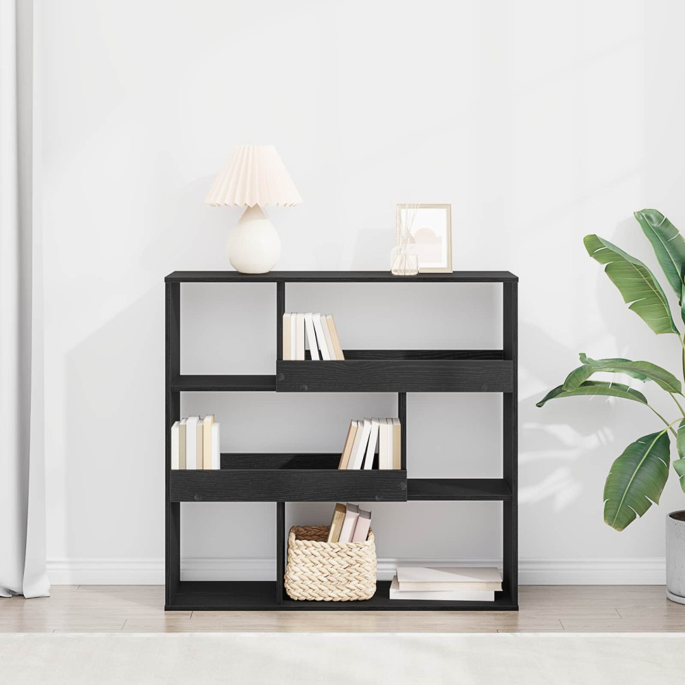 Produktbild för Bokhylla Svart Ek 100 x 33 x 94,5 cm Konstruerat trä