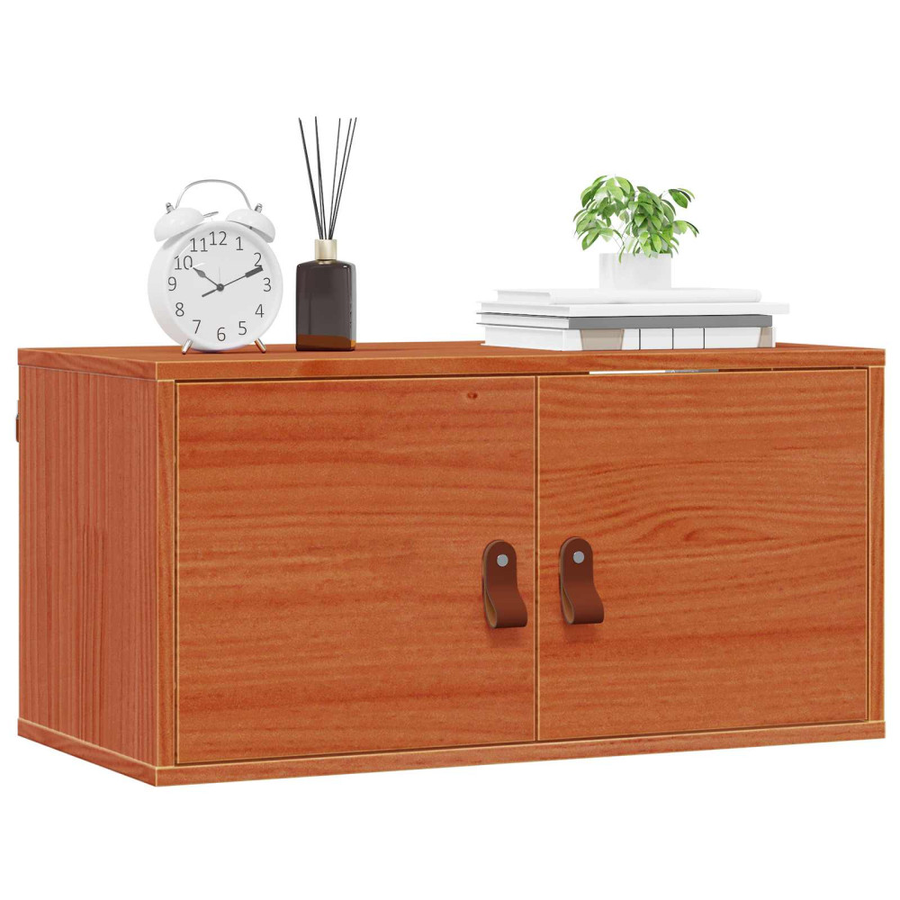 Produktbild för Väggskåp med hylla med dörr Vaxbrun 60 x 30 x 30 cm Massiv furu