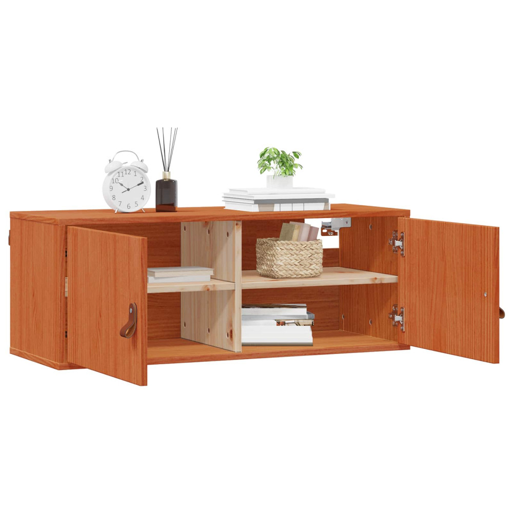 Produktbild för Väggskåp med hylla 2 pcs Vaxbrun 80 x 30 x 30 cm Massiv furu