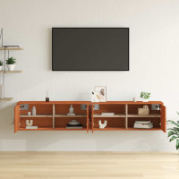 Produktbild för Väggskåp med hylla 2 pcs Vaxbrun 80 x 30 x 30 cm Massiv furu