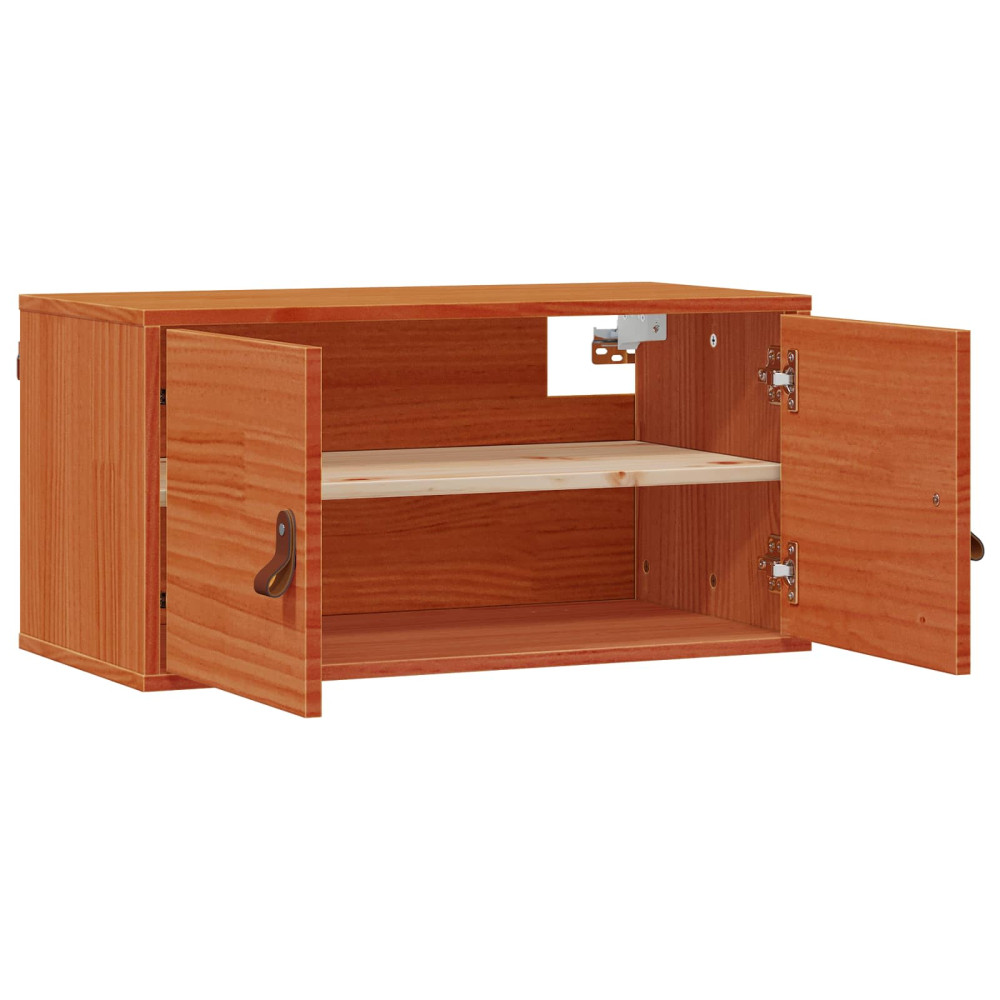 Produktbild för Väggskåp med hylla 2 pcs Vaxbrun 80 x 30 x 30 cm Massiv furu