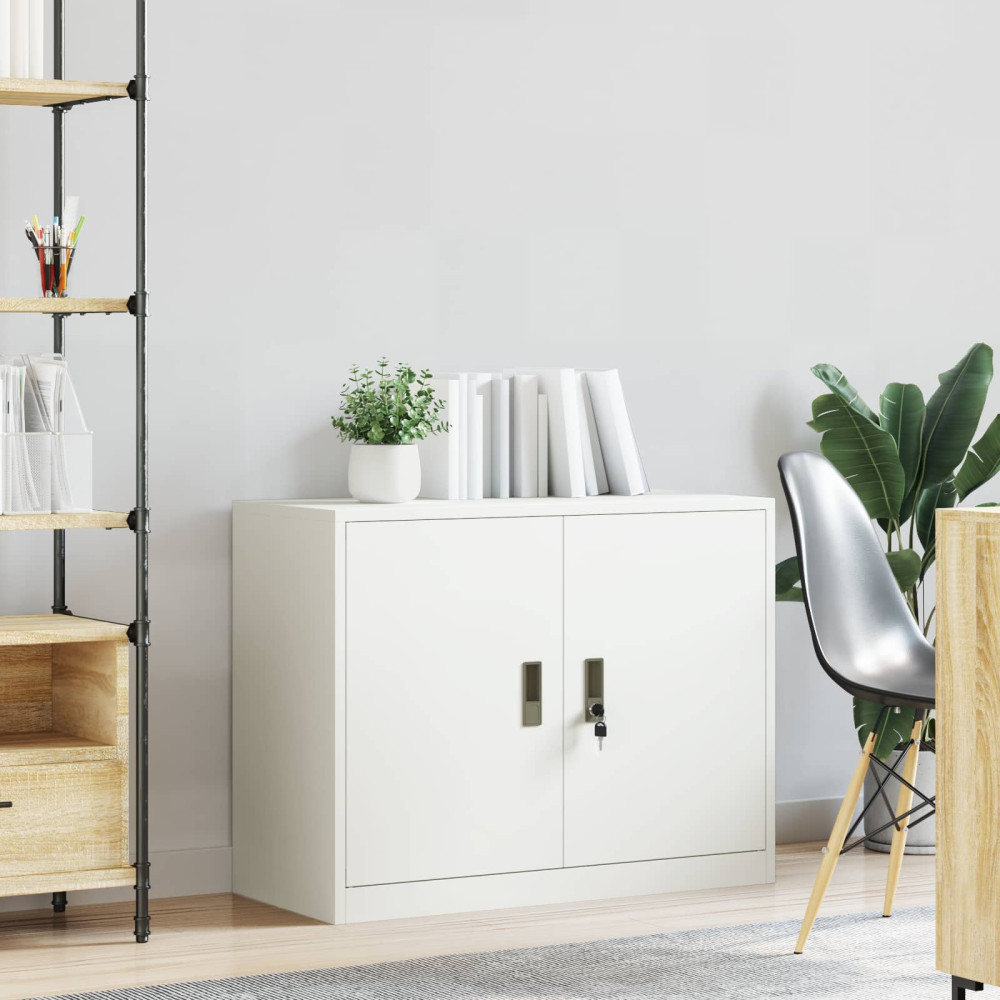 Produktbild för Förvaringsskåp Vit 90 x 40 x 70 cm Stål