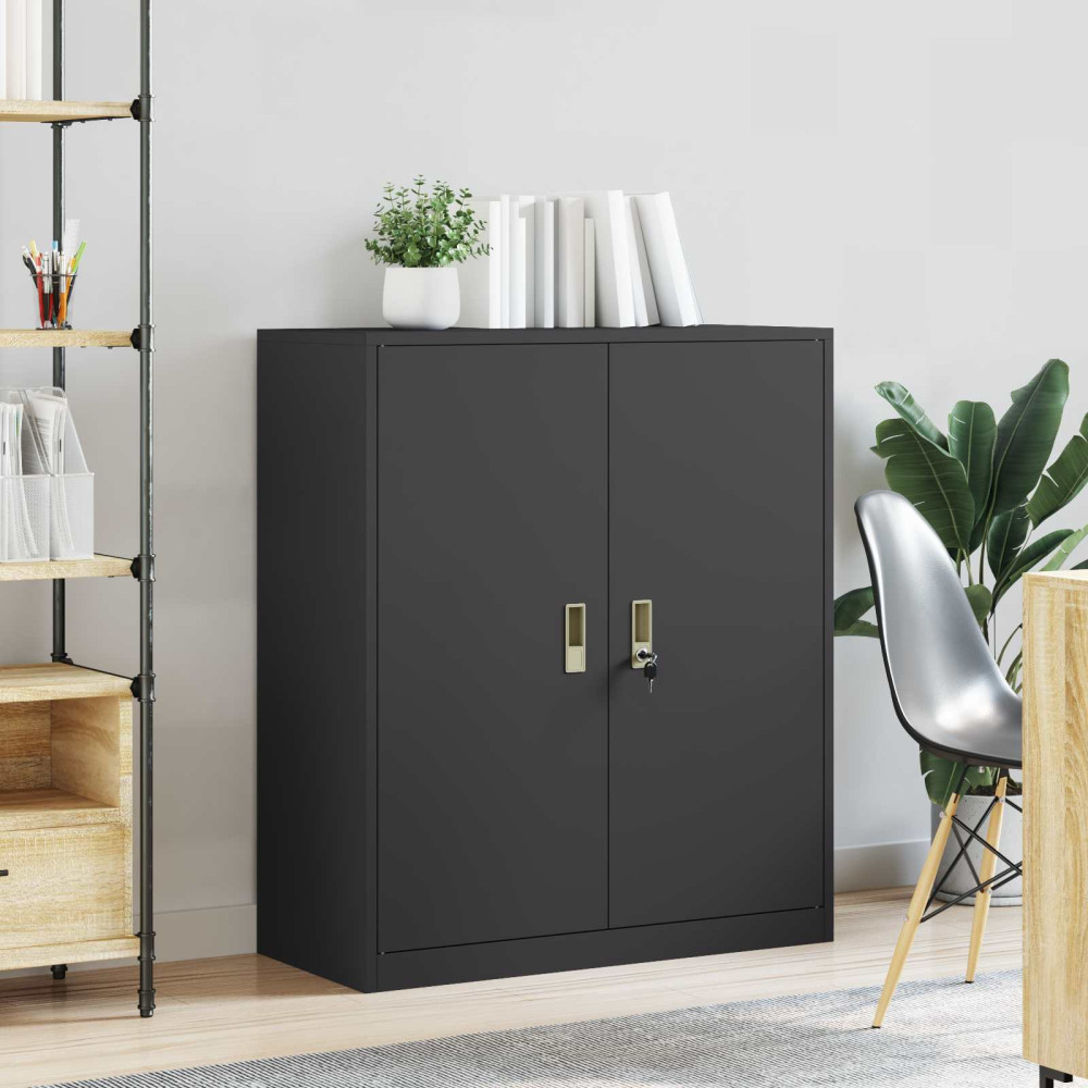 Produktbild för Förvaringsskåp Svart 90 x 40 x 105 cm Stål