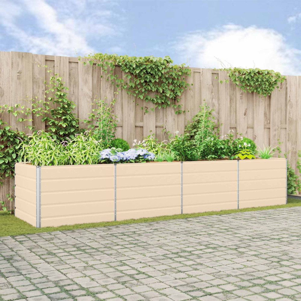 Produktbild för Planteringskärl Elfenben 385 x 100 x 75 cm Galvaniserat Stål