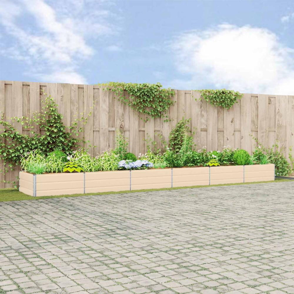 Produktbild för Planteringskärl Elfenben 580 x 100 x 45 cm Galvaniserat Stål