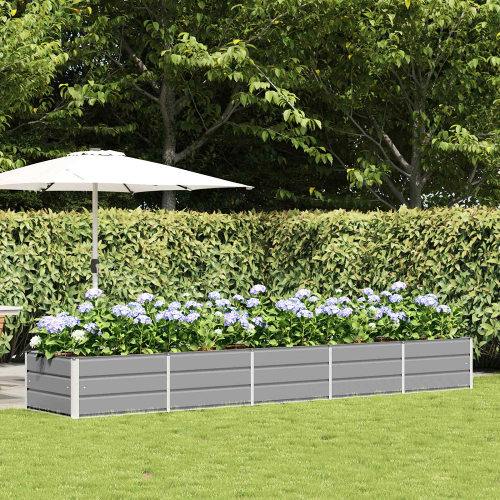 Produktbild för Planteringskärl Ljusgrå 400 x 80 x 45 cm Stål