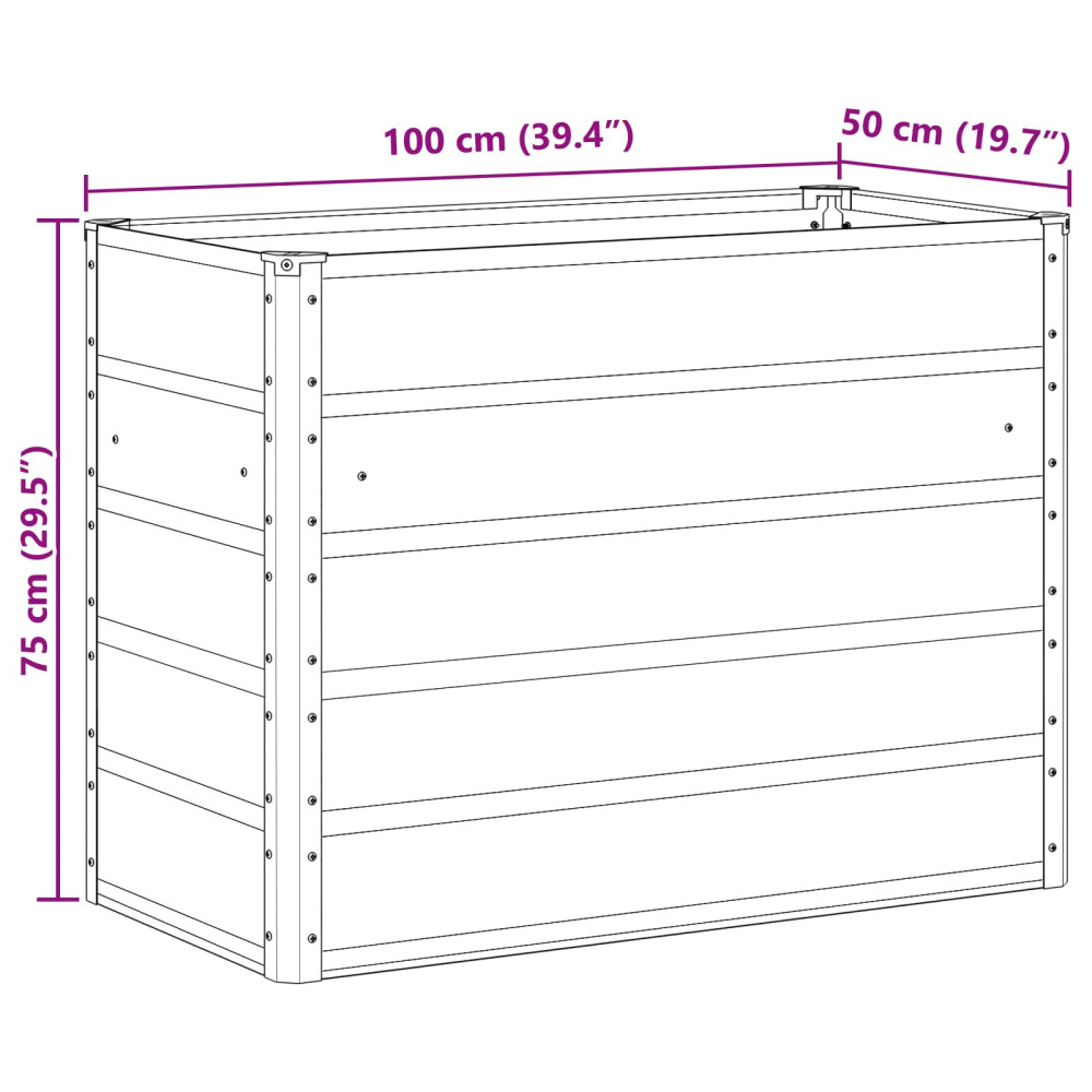 Produktbild för Planteringskärl Ljusgrå 100 x 50 x 77 cm Galvaniserat Stål