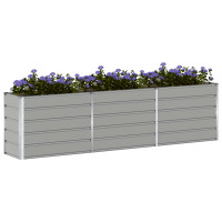 Produktbild för Planteringskärl Ljusgrå 290 x 50 x 75 cm Galvaniserat Stål