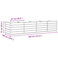 Produktbild för Planteringskärl Ljusgrå 385 x 100 x 75 cm Galvaniserat Stål