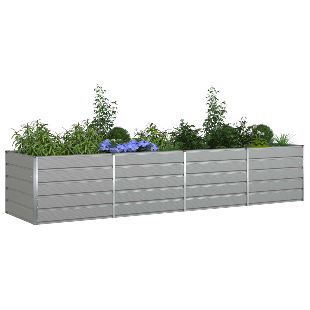 Produktbild för Planteringskärl Ljusgrå 385 x 100 x 75 cm Galvaniserat Stål