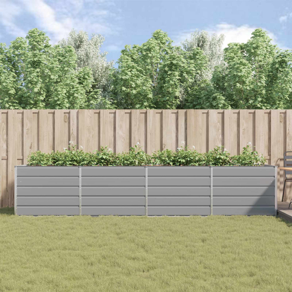 Produktbild för Planteringskärl Ljusgrå 385 x 100 x 75 cm Galvaniserat Stål